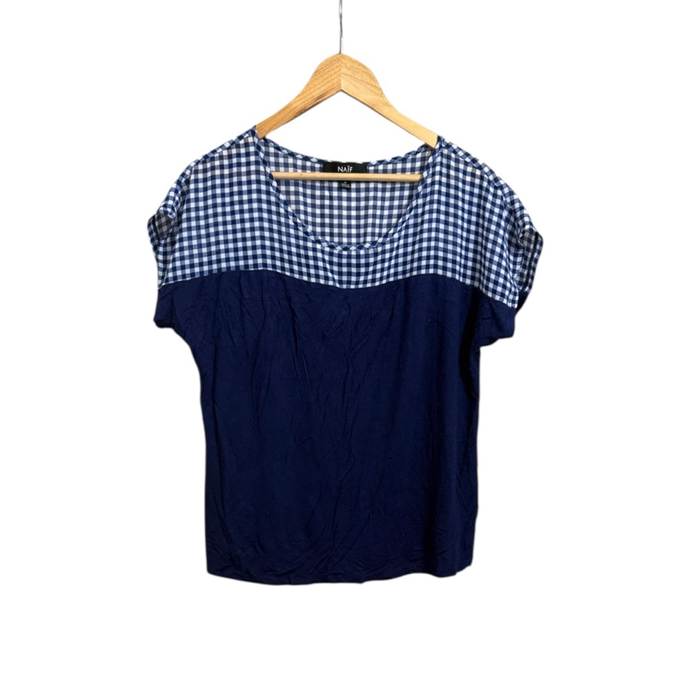 NAIF Blue and White Checkered Blouse